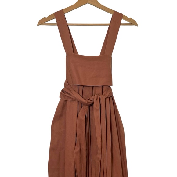 Ulla Johnson Iggy Clay Jumpsuit Women’s Size 0 Pink Bow Back Wide Leg - Picture 4 of 15